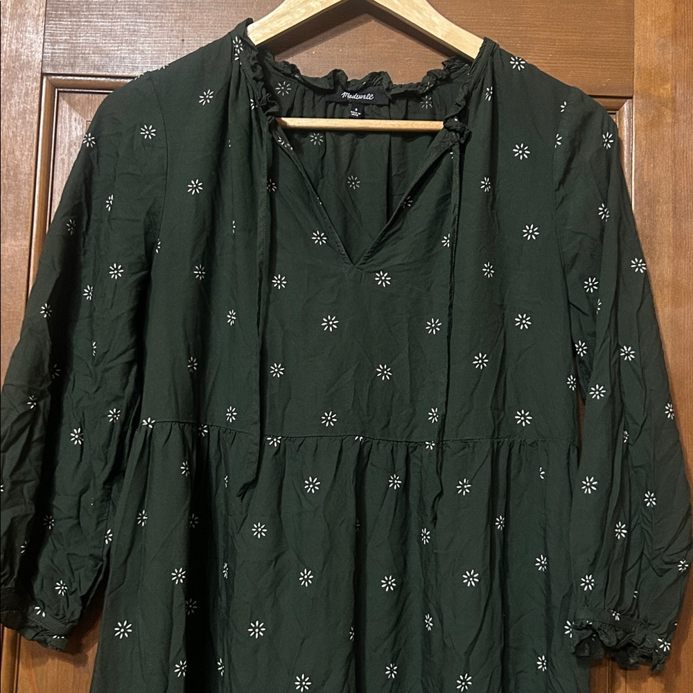 Madewell 
Petite Tie-Neck Tiered Midi Dress in Stardot small - Picture 6 of 7
